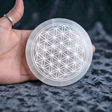 Genuine Moroccan Seed of Life Selenite charging plate for crystals