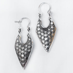 Seed of Life Silver Bali Hoop Earring