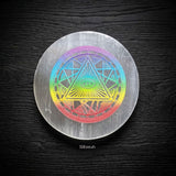 Natural selenite Eye of Horus charging plate for crystals
