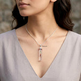 925 Silver Seven Chakra Crystal Quartz Pencil Pendant with natural gemstones