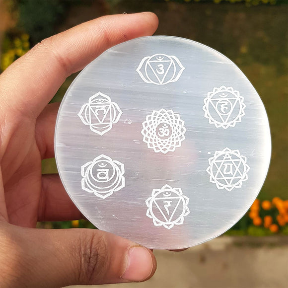 Seven Chakra Selenite Charging Plate