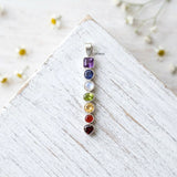 925 sterling silver seven chakra pendant with natural gemstones