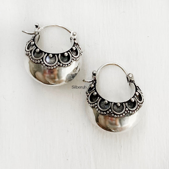 Silver Bali Hoop Earring