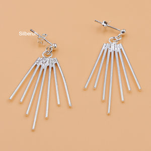 Silver Bar Drop Stud Earring