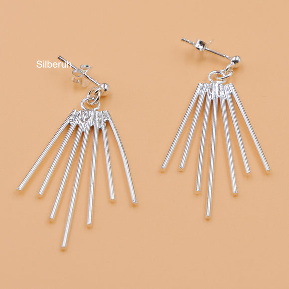 Silver Bar Drop Stud Earring