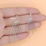 Silver Bar Drop Stud Earring