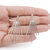 Silver Bar Drop Stud Earring