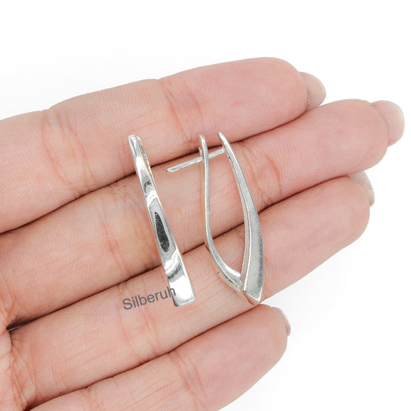 Silver Drop Hoop Bali Earring