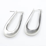 Silver Elongated Oval Hoop Earring