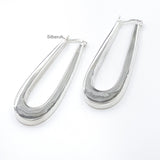 Silver Elongated Oval Hoop Earring