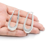 Silver Elongated Oval Hoop Earring