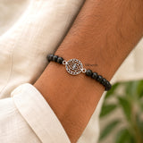 Handcrafted 925 sterling silver Evil Eye Karungali bracelet with natural 7 mm ebony wood beads
