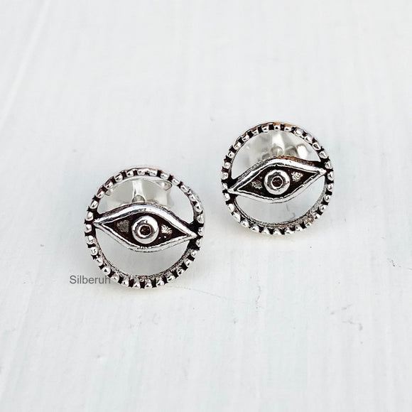 Silver Evil Eye Stud