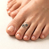 Silver Flower Adjustable Toe Ring