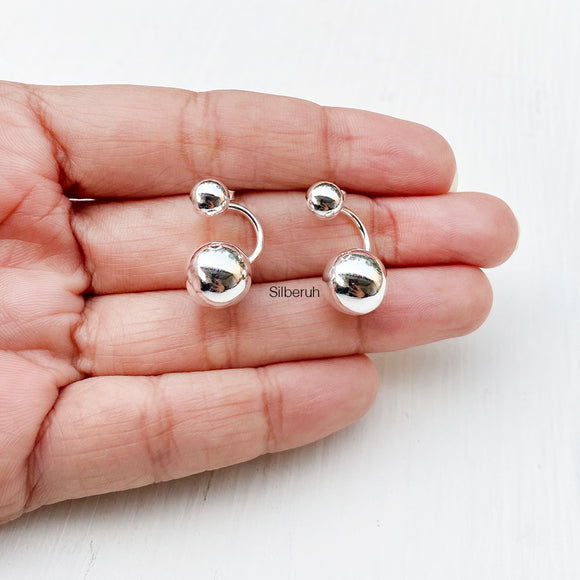 Silver Front & Back Ball Earring