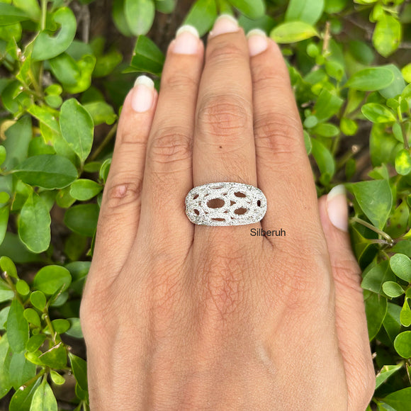 Silver Frosted Pebble Ring
