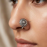 paisley silver nose clip oxidised keri design India