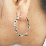 Silver Knotted Hoop Earring