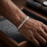 heavy sterling silver bracelet men open clasp