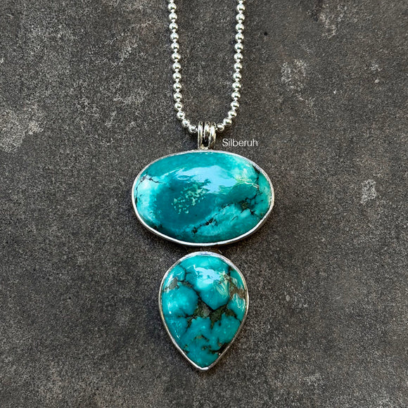 Silver Natural Turquoise Necklace