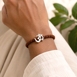 Handcrafted 925 Silver Om Rudraksha bracelet with genuine 6 mm Rudraksha beads