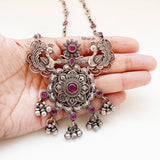 Silver Peacock Tribal Necklace