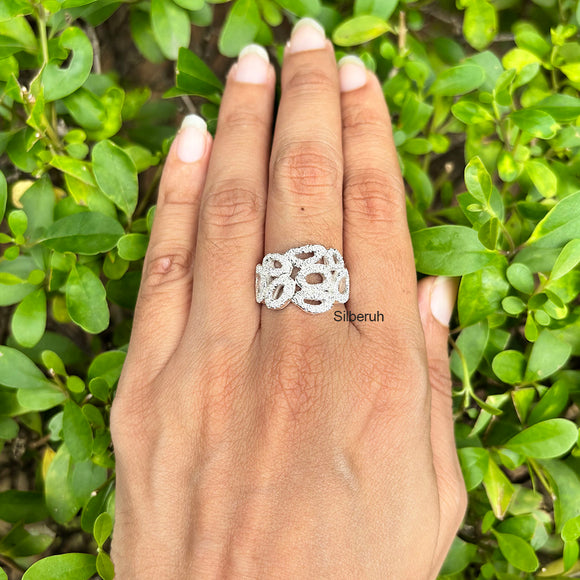 Silver Pebble Frosted Ring