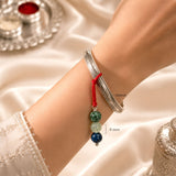 Premium Silver Lumba Rakhi with Semi-Precious Gemstones