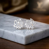 925 sterling silver spinner stud earrings handcrafted geometric design