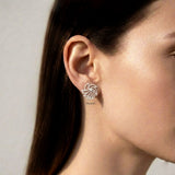 Contemporary silver stud earrings in polished sterling silver