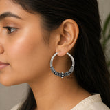Silver Tribal Bali Hoop Earring
