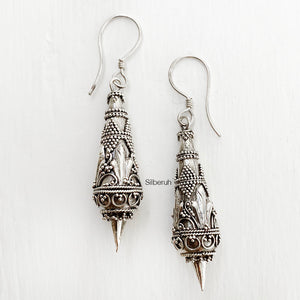 Silver Tribal Drop Earring