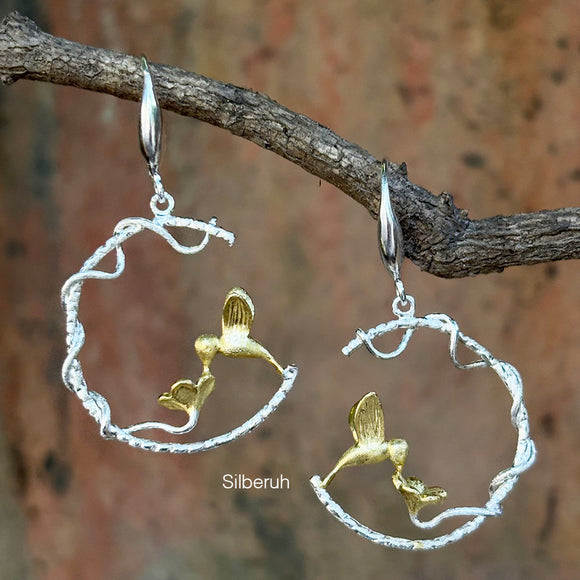 Silver & Gold Nature Inspired Silver Earring