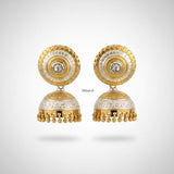 silver and gold traditional jhumka earrings