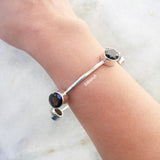 Smoky Quartz Facetted Silver Bangle