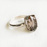 Smoky Quartz Facetted Silver Ring