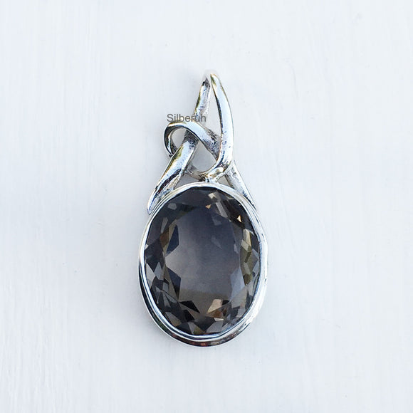 Smoky Quartz Knot Silver Pendant