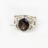 Smoky Quartz Knot Silver Ring