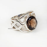 Smoky Quartz Knot Silver Ring