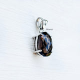 natural smoky quartz oval cut pendant close-up