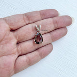 minimal brown gemstone sterling silver pendant close-up