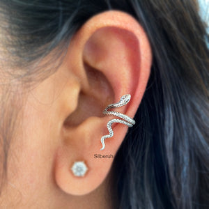 Snake Silver Ear Cuff Earring