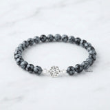 925 sterling silver Snowflake Obsidian bracelet