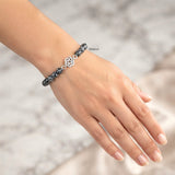 Stretchable Snowflake Obsidian Celtic knot bracelet