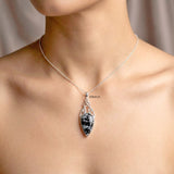 Snowflake Obsidian Knot Silver Pendant