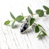 Snowflake Obsidian Knot Silver Pendant