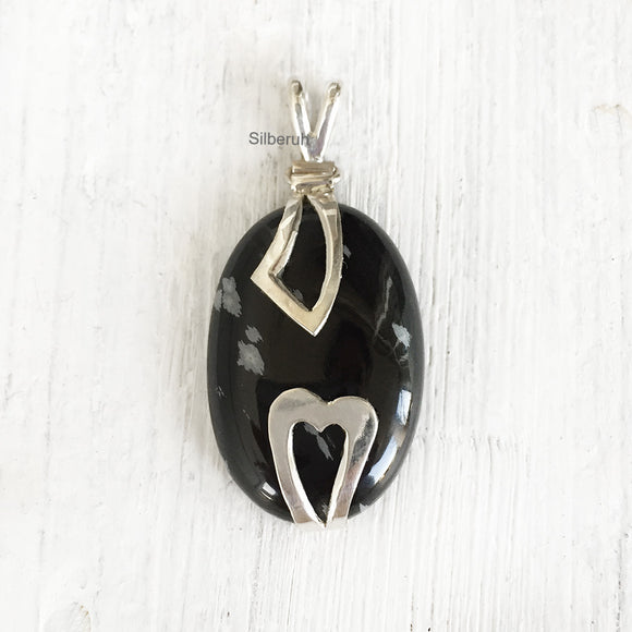 Snowflake Obsidian Silver Pendant