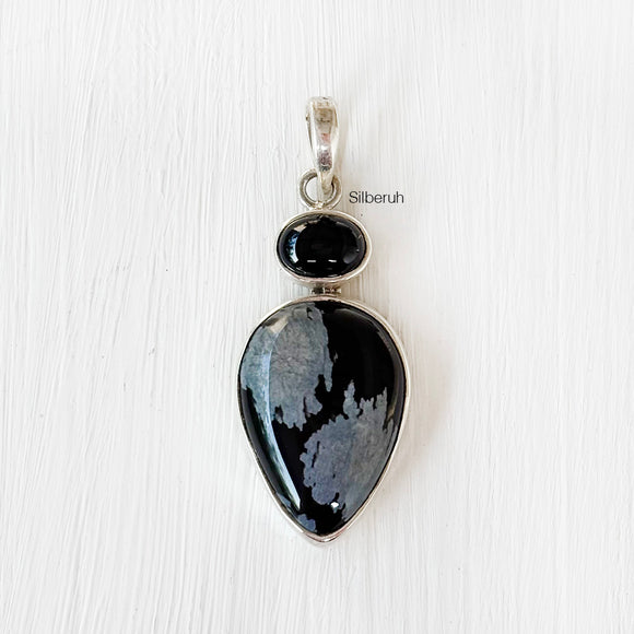 Snowflake Obsidian Silver Pendant