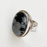 Snowflake Obsidian Silver Ring