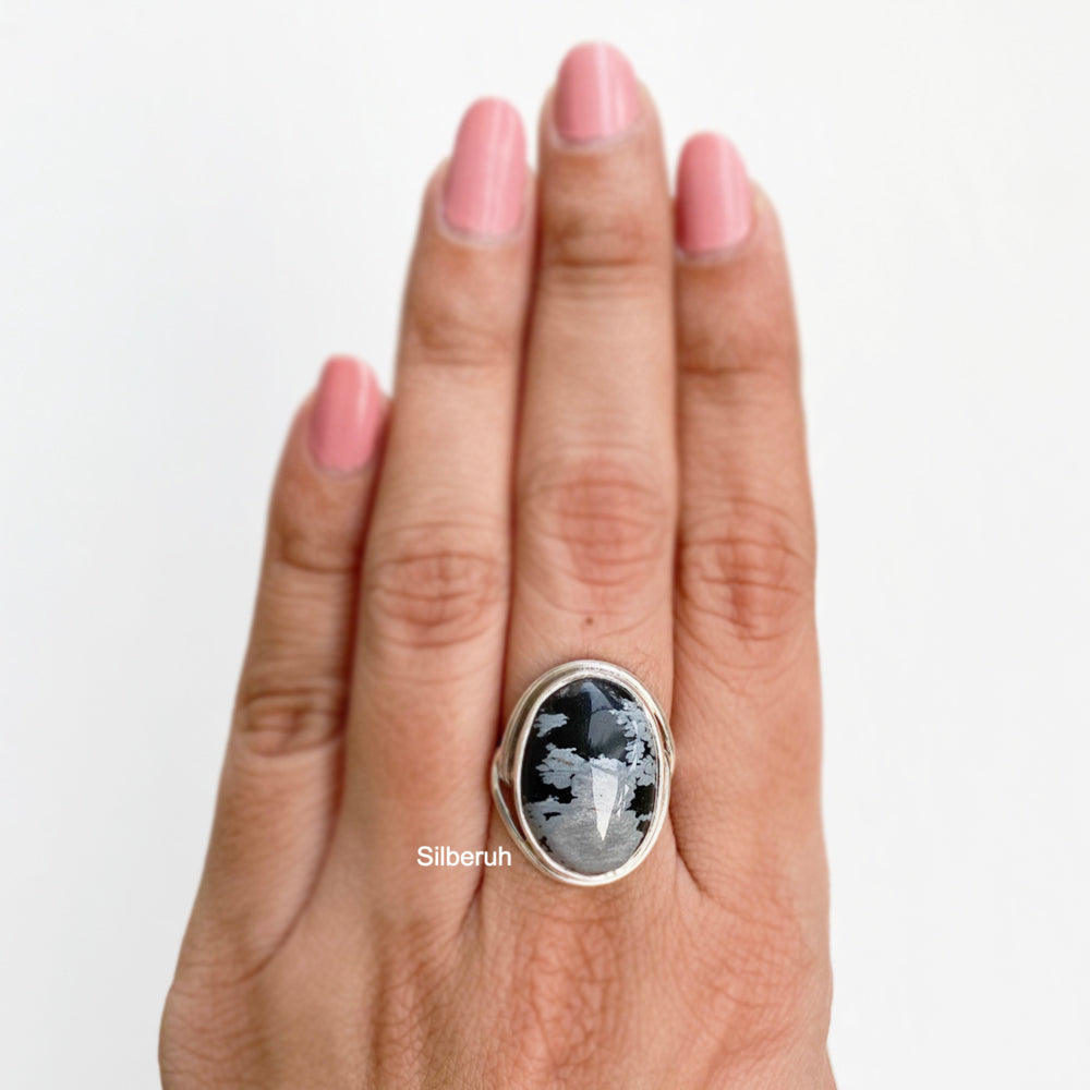 Snowflake Obsidian Silver Ring – SILBERUH